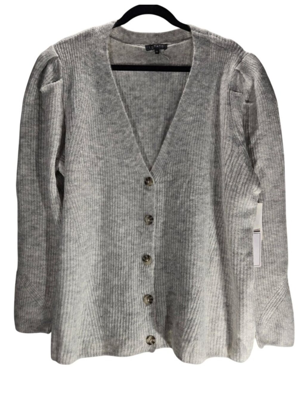 1.STATE‎ Women's Puff Long Sleeve Button Front Knit Cardigan 1X